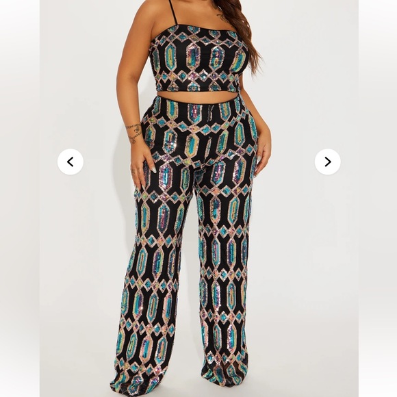 Fashion Nova Pants - Sequin Flared Pants Set